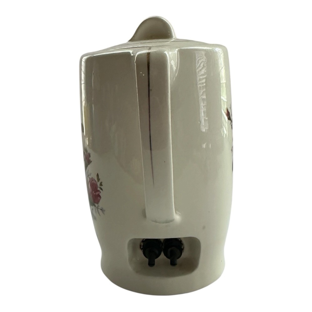 Vintage Japan Ceramic Electric Tea Coffee Pot Pink Roses 120V 350W w/Cord - Picture 5 of 10